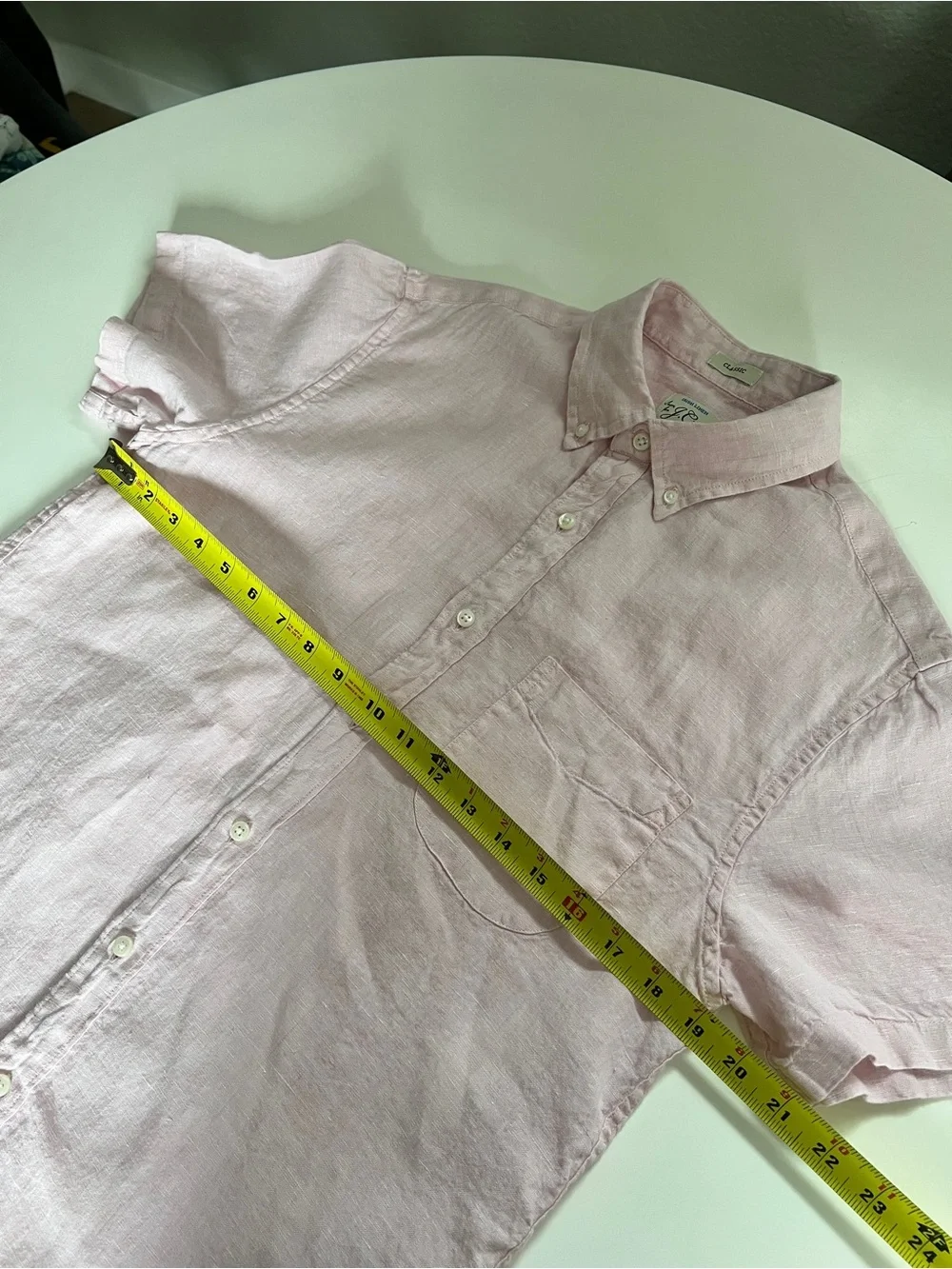J.Crew Men's Short-Sleeve Irish Linen Button-Down Shirt - Light Pink